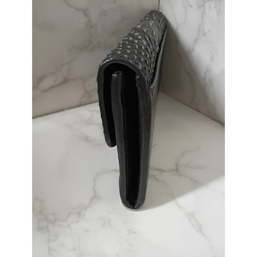 COACH Madison Glitter Python Embossed Black Leather Envelope Wallet - EUC